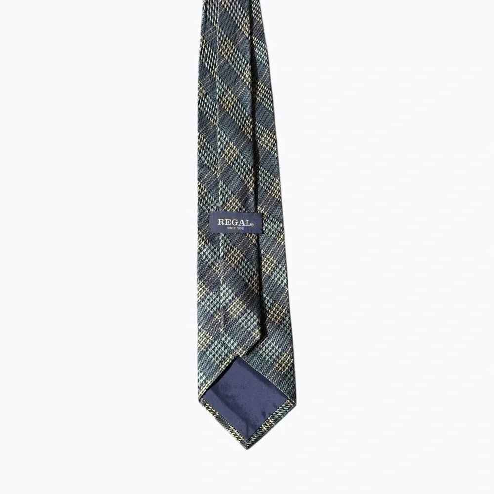 Regal Plaid Silk Tie OS Blue Green Classic Business Accessory